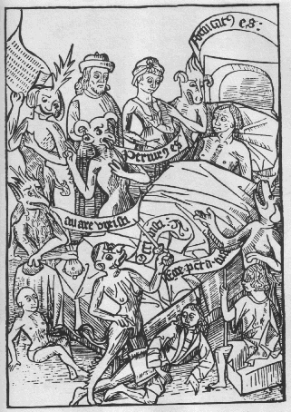 Гравюра из книги «Искусство умирать» 1495 год
